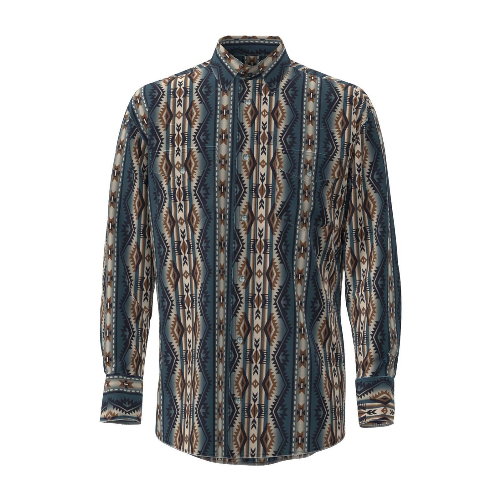 Southwestern Western Shirt – TealBrown 9642728063217